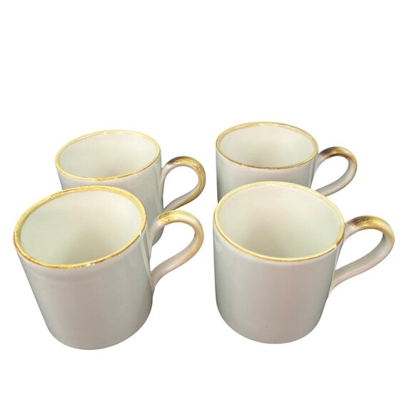 Williams Sonoma Gold Rimmed Demitasse Espresso Cups Set of 4 Coffee - Picture 1 of 7